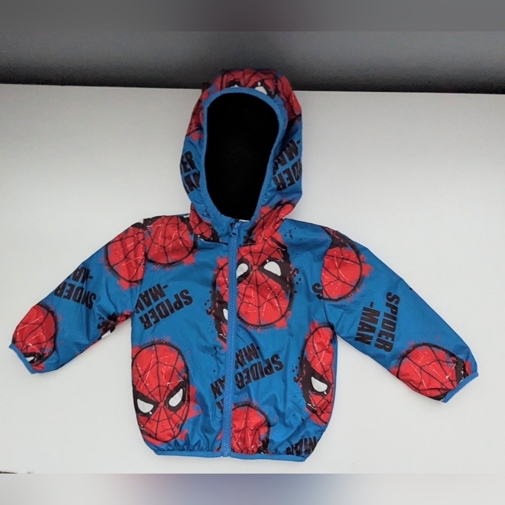 NWT Marvel Spiderman Kid's (Size 2) Fleece-Lined Hooded Waterproof Jacket